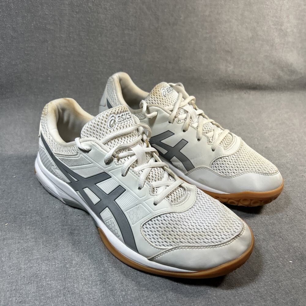 ASICS Upcourt Indoor Court Shoes White Gray Gum Sole Men’s 10.5 (W 12) B756Y